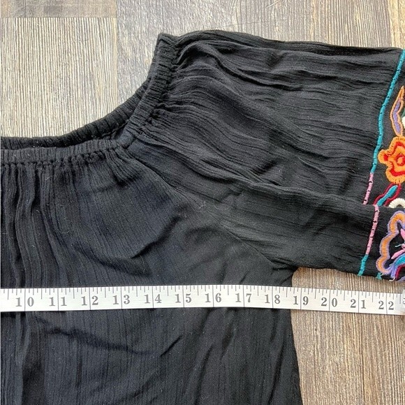 Avani del Amour Ruffle Embroidered Sleeves Boho Festival Tunic Top Blouse Small - Picture 10 of 10